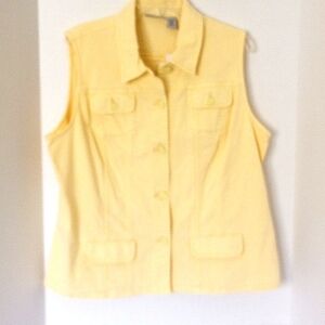 CHICO'S  Platinum Toronto Woman's Sleeveless Denim Yellow Vest Chico Size 3. NWT